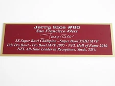 Jerry Rice Autograph Nameplate San Francisco 49ers Autograph Ball Helmet Jersey 