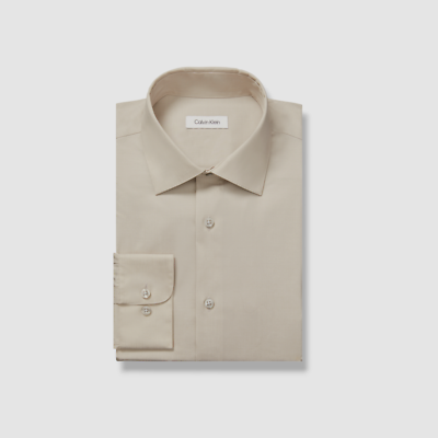 beige slim fit dress shirt Calvin Klein Men's Steel Slim-Fit Stain Shield Size 17.5 32/33 athletic fit dress shirts
