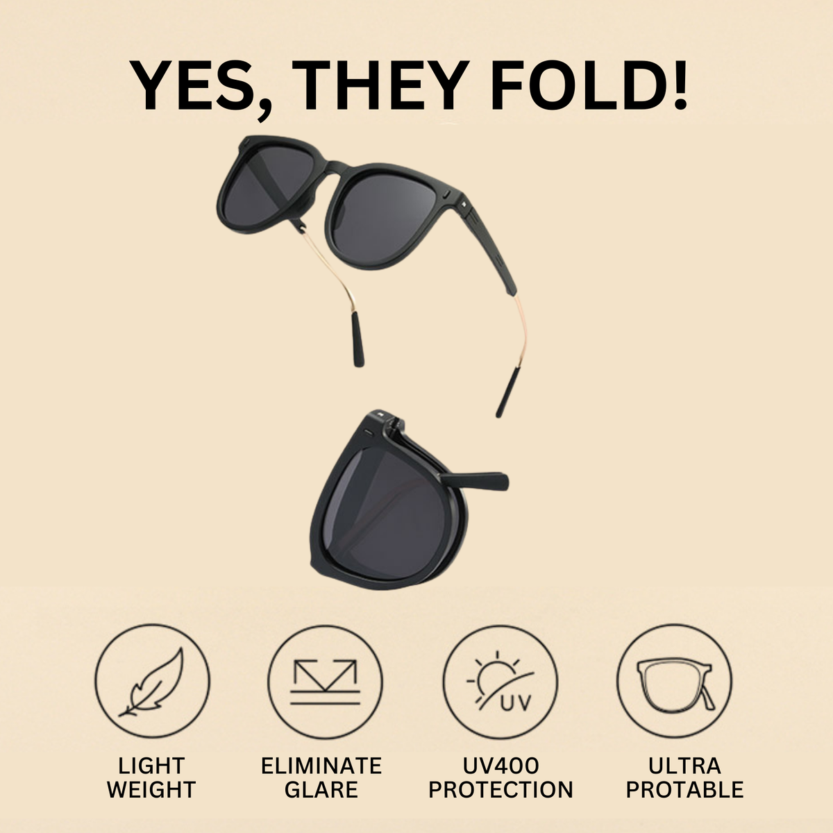 HD Polarized Folding Sunglasses Easy Carry Portable Eyewear 