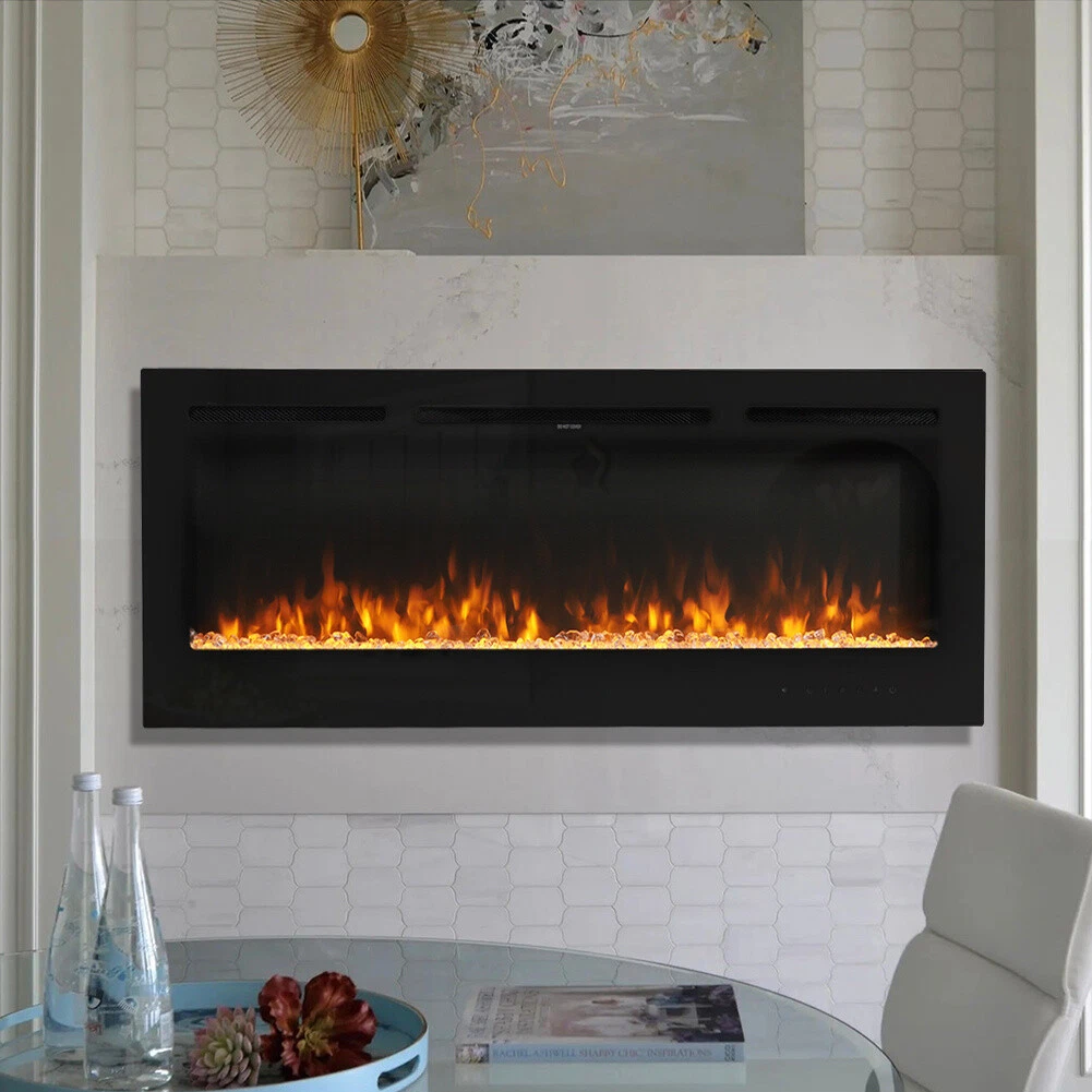 40u0026#034; Inch Insert/Wall Mount Electric Fireplace Stone Log 9 Flame Remote  LED Fire | eBay