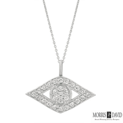 0,50 Karat natürlicher Diamant Auge Anhänger Halskette 14K Weißgold 18'' Kette