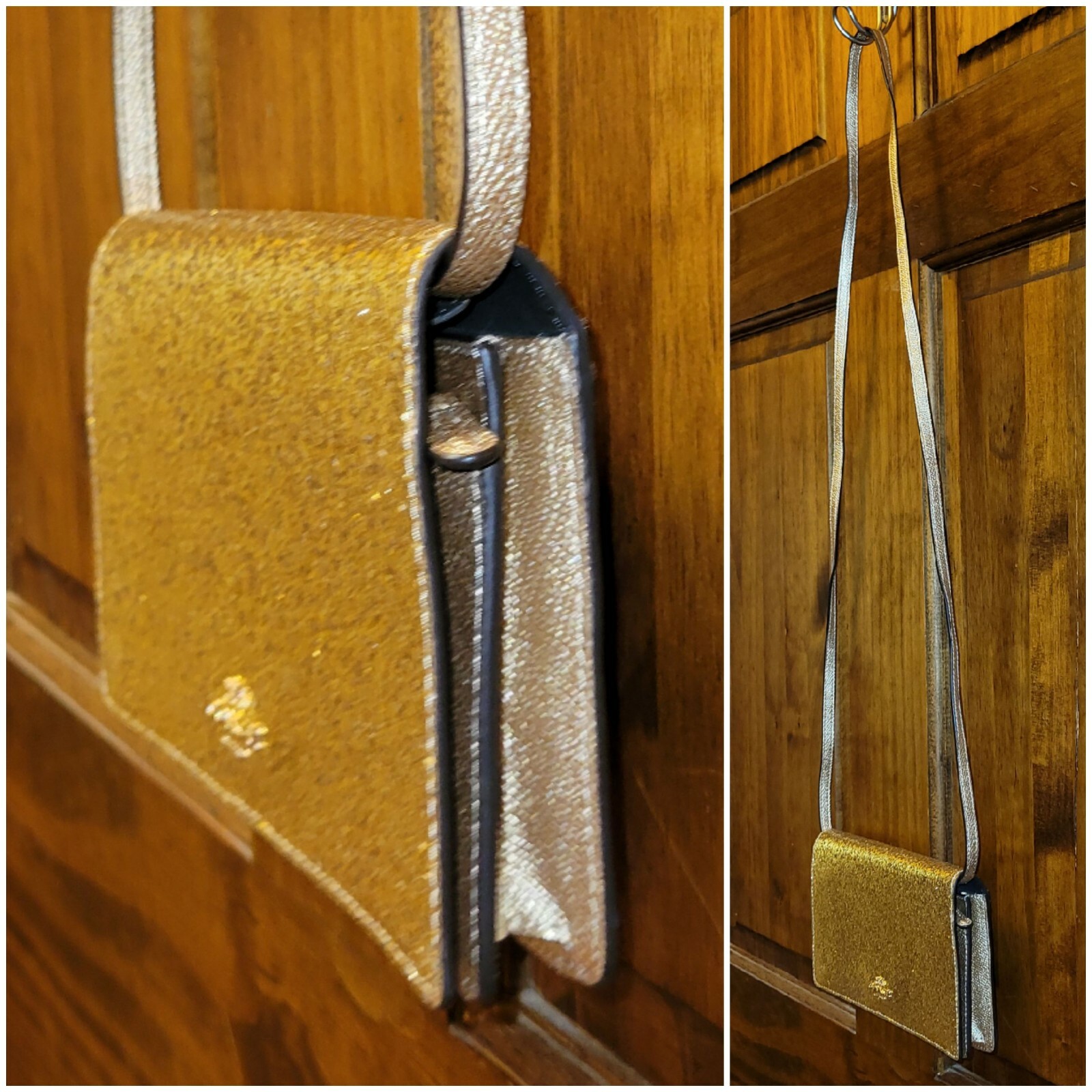 Coach Foldover Gold Glitter Crossbody Bag F39640 Gem