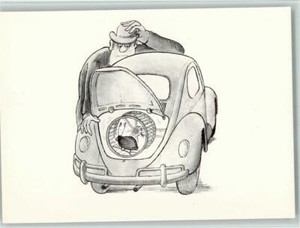 10067079 - Serie Spass am VW - Maikaefer betaetigt den Motor