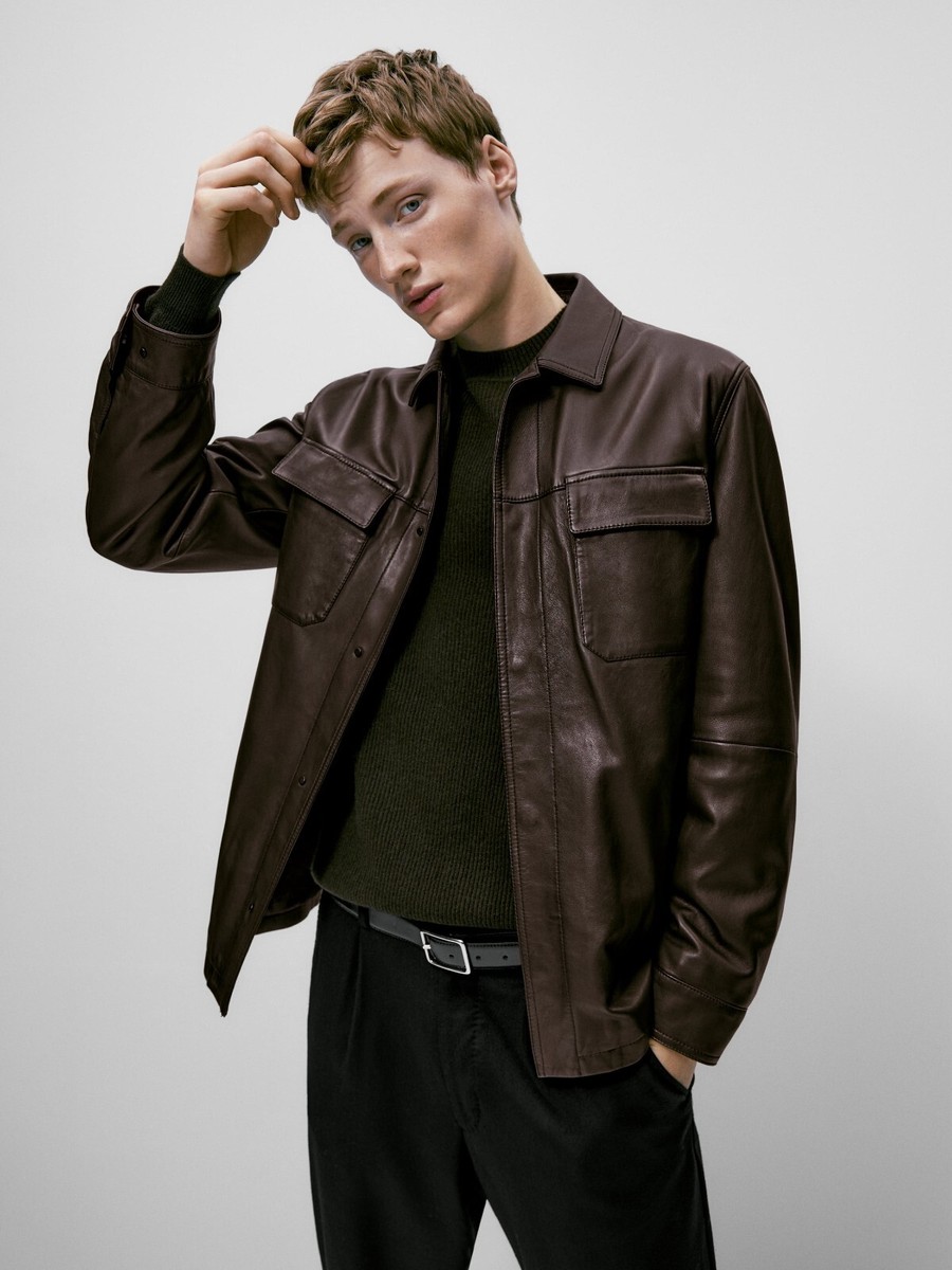 NEW Massimo Dutti キルト裏地付きナッパレザージャケット M NEW Massimo Dutti キルト裏地付きナッパレザージャケット M