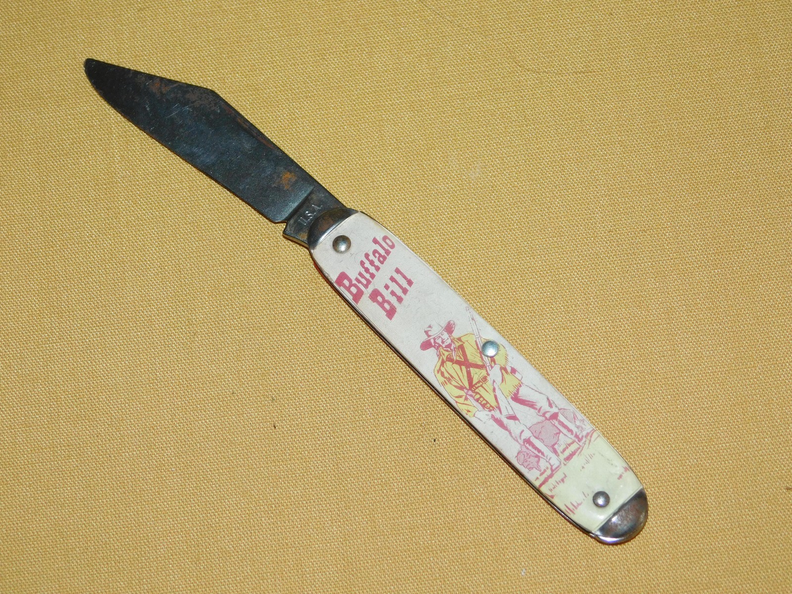 VINTAGE WESTERN OLD WEST PIONEER USA BUFFALO BILL POCKET KNIFE
