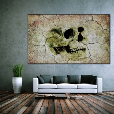 LEINWAND BILD ER XXL POP ART BROKEN SKULL TOTENKOPF ABSTRAKT DEKO POSTER 150x90