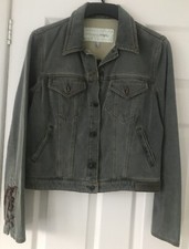 Krizia Ribbed Lace Up Lower Sleeve Grey Denim Jacket