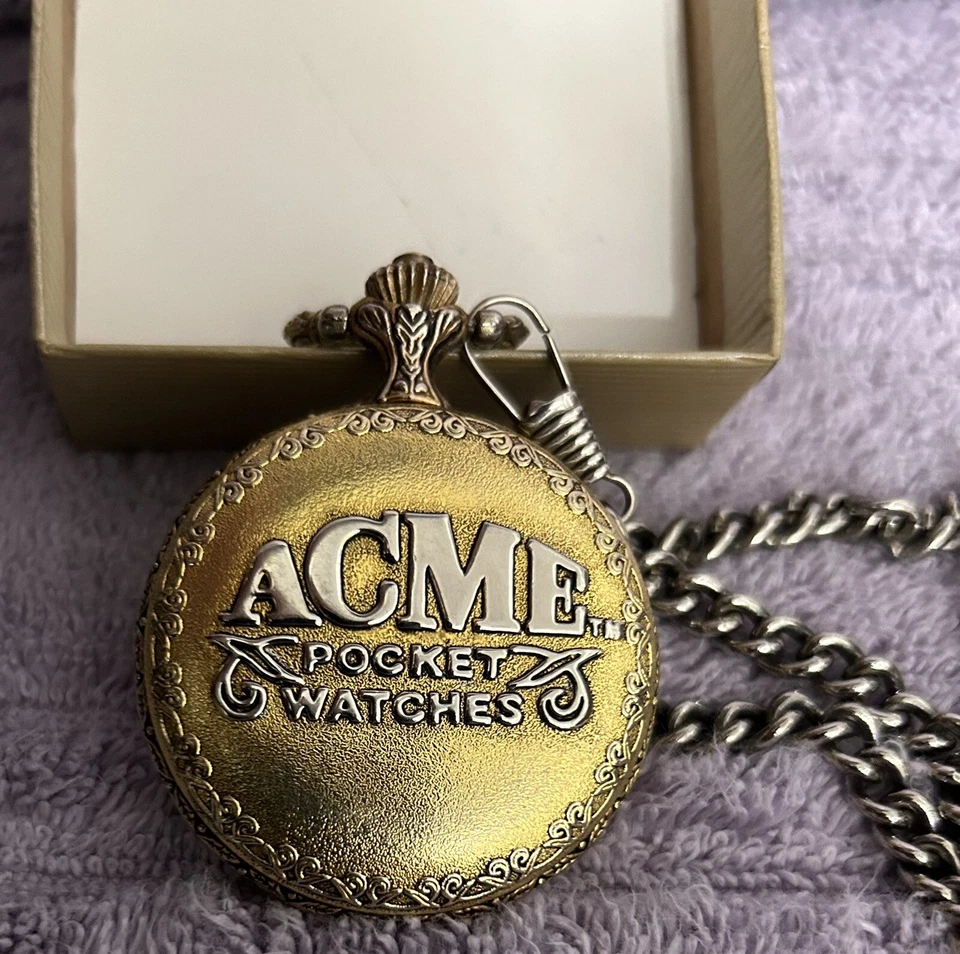 Reloj Bolsillo Vintage ACME Armitron Tasmanian Devil Railroad Crossing con Cadena! Foto 3 de 4