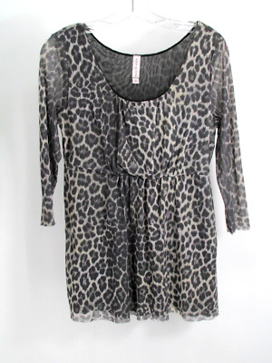 LUCY+FIONA Pullover Tunic Blouse Women 1X Animal Print Vintage 90's Y2K Lined
