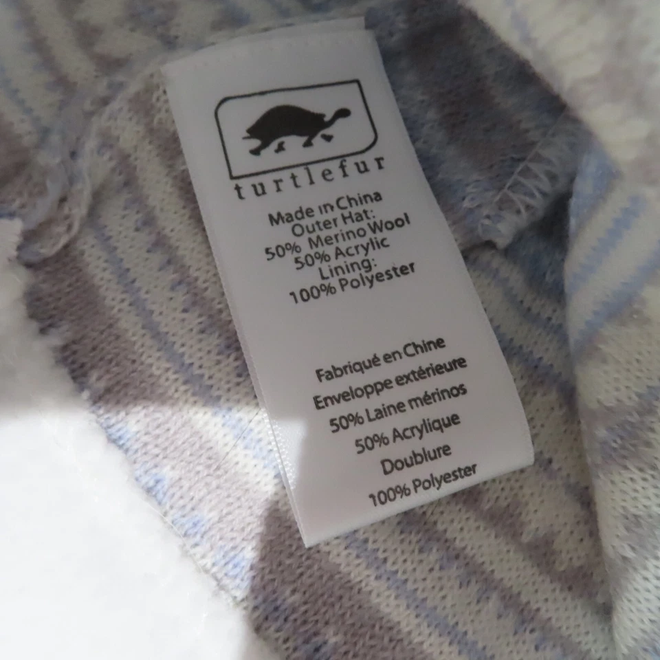 TURTLEFUR Beanie взрослых O/S синий слоновой кости шерсти смесь вязаный шляпа флис с подкладкой лыж крышка - Изображение 4 из 4