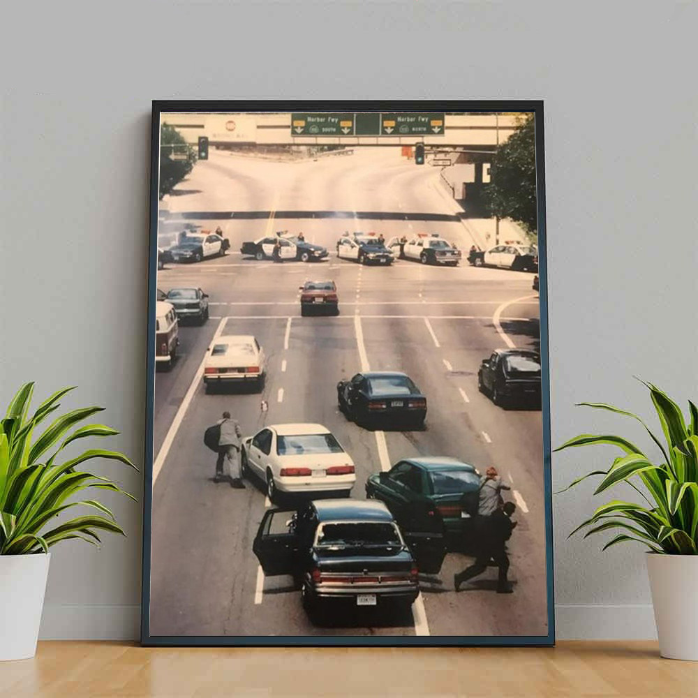 Heat 1995 Shootout Poster – Iconic Crime Film Scene Art Print