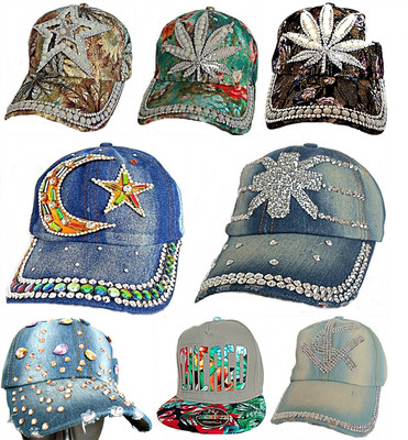 Damen Cap Baseball Strass Basecap verstellbar Cappi Glitzer Freizeit Käppi  