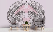 3D Sketch Pegasus Wallpaper Wall Mural Removable Self-adhesive Sticker 486