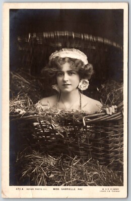 Miss Gabrielle Ray basket Vintage Rare Real Photo Postcard