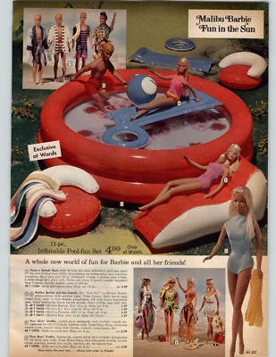 1973 PAPER AD 4 Pg Doll Barbie Malibu Busy Jeep Quick Curl Pippi Longstocking