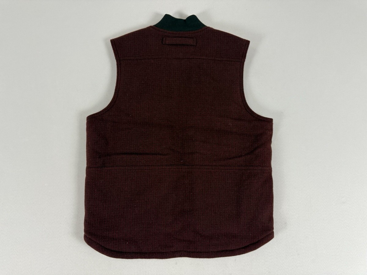 FILSON LINED MACKINAW WOOL WORK VEST DARK RED/BLACK HOUNDSTOOTH L