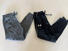 Youth Under Armour Boys Pennant Pants Size Small Black And Gray Tapered Training