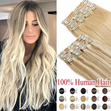 CLEARANCE Clip In Extension Capelli Umani Testa Piena 100% Real Remy Trama Qualsiasi Colore
