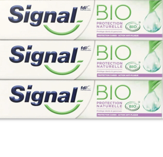 Dentifrice Signal BIO Menthe Protection Naturelle Anti Caries Formule Douce 3x75ml