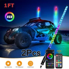 2pc 1ft Spiral LED Whip Light for UTV ATV Accessories RZR Can-Am Polaris Antenna