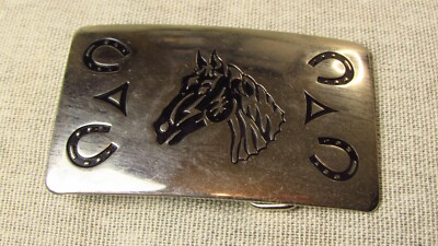 Vintage Lucky Hufeisen & Pferdekopfschnalle von Chambers Belt Co B