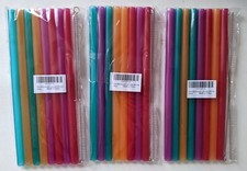 Lot of 24 Extra Wide Reusable Plastic Straws  6 Brushes BPA Free Various Colors