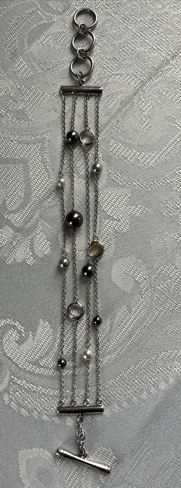 Lia Sofia 4 Strand Silver Bracelet Gemstones Togg… - image 2