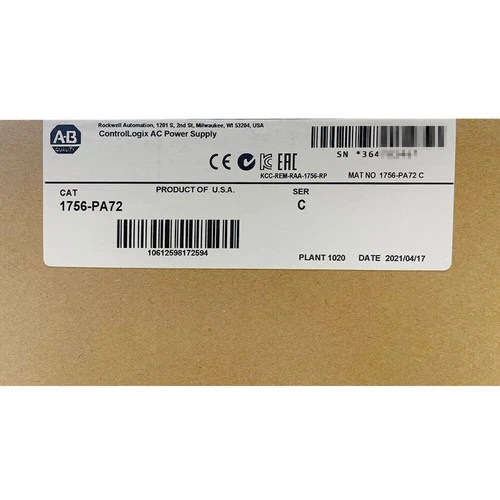 New Sealed AB 1756-PA72 SER C AC Power Supply AB 1756PA72 CA STOCK Fast Shipping - Bild 2 von 5