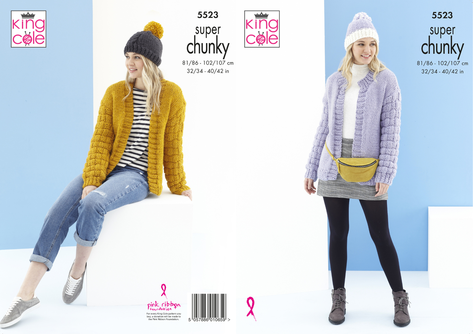 Knitting Pattern Womens Cardigans & Hats King Cole Ladies Super Chunky 5523