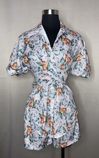 Women's Gray Belted Collared Co-Ord Shorts Set One Size Small to Large