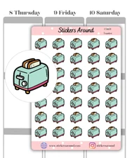 Toaster Icon Planner Sticker, Breakfast Sticker, Calendar & Journal Sticker