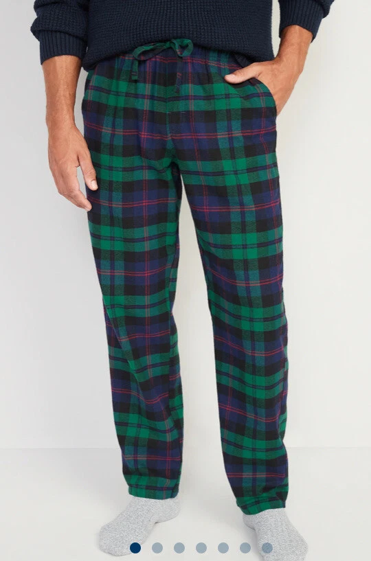 Old Navy Double-Brushed Flannel Pajama Pants Men Green & Blue Plaid XXXXL  New