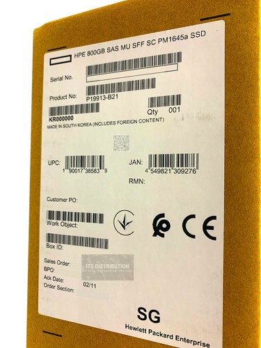 P19913-B21 I New Retail Sealed HPE 800GB SAS MU SFF SC PM1645A SSD Solid State - Afbeelding 2 van 5