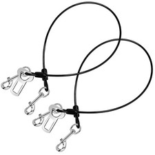 2 Pack Chew Proof Metal Dog Cable Lead, No Tangle 24 inches, Double Hook