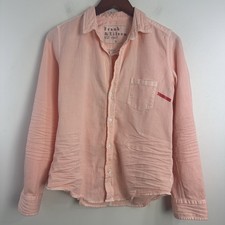Frank Eileen Shirt Womens S Peach Barry Denim Relaxed Fit Button Up Minimalist