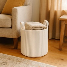 Laundry Basket Blanket Storage Organiser – Cream Woven Bin by Putska