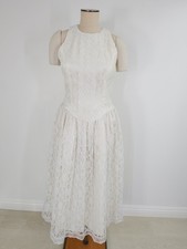 Gunne Sax Jessica McClintock Lace Wedding Rehearsal Dinner Dress Ivory Size 11