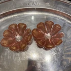 Vintage Pink Gold Aventurine Art Glass Flower Dishes Set of 2 Hand Blown Murano