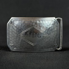 925 Sterling Silver Antique CAM  Co Engraved "ABC" Belt Buckle 16.67G