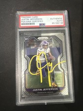 2020 Panini Prizm - Rookie Justin Jefferson On Card Auto Yellow Pen Epic PSA. rookie card picture