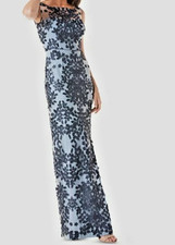 JS Collections Blue Sleeveless Floral Gown Dress sz. 2