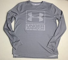 Under Armour Loose Fit Gray Long Sleeve Athletic Shirt YXL Youth Extra Large