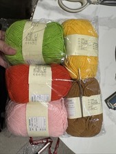 Knitting Yarn Bundle 6 Balls Wool Crochet Yarn Mixed Colours With Needles