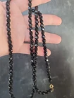 Black Glass Beaded Necklace Vintage Costume Jewelry