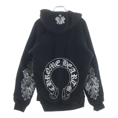 CHROME HEARTS OLD THRML HD PLVR Thermal Lined Sleeve Floral Print Back Horseshoe
