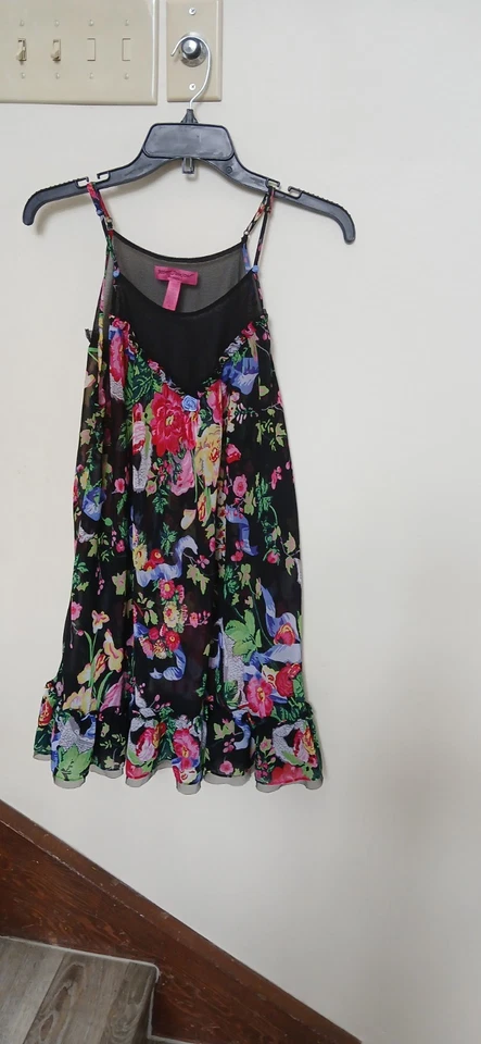 Betsey Johnson Sz M Embellished Roses And Frills Snake Floral Nightie Mesh - Изображение 4 из 4