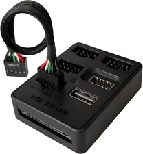 5 Ports Internal USB Hub, Motherboard 9pin 2.0 Header Splitter, Black 