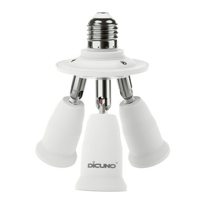 DiCUNO 3 in 1 E26 Light Socket Splitter Adapter, Standard Base LED Bulb White 