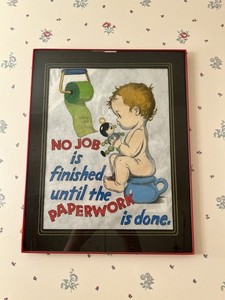 VTG 1950's Bathroom Sign Children's Potty Training Vintage Felt Art Office Humor