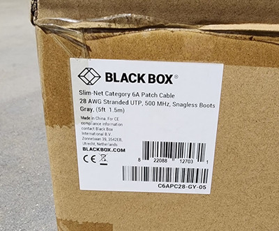 50 Pack 5ft Gray Black Box Slim-Net Cat 6A Patch Cable 28AWG UTP Snagless